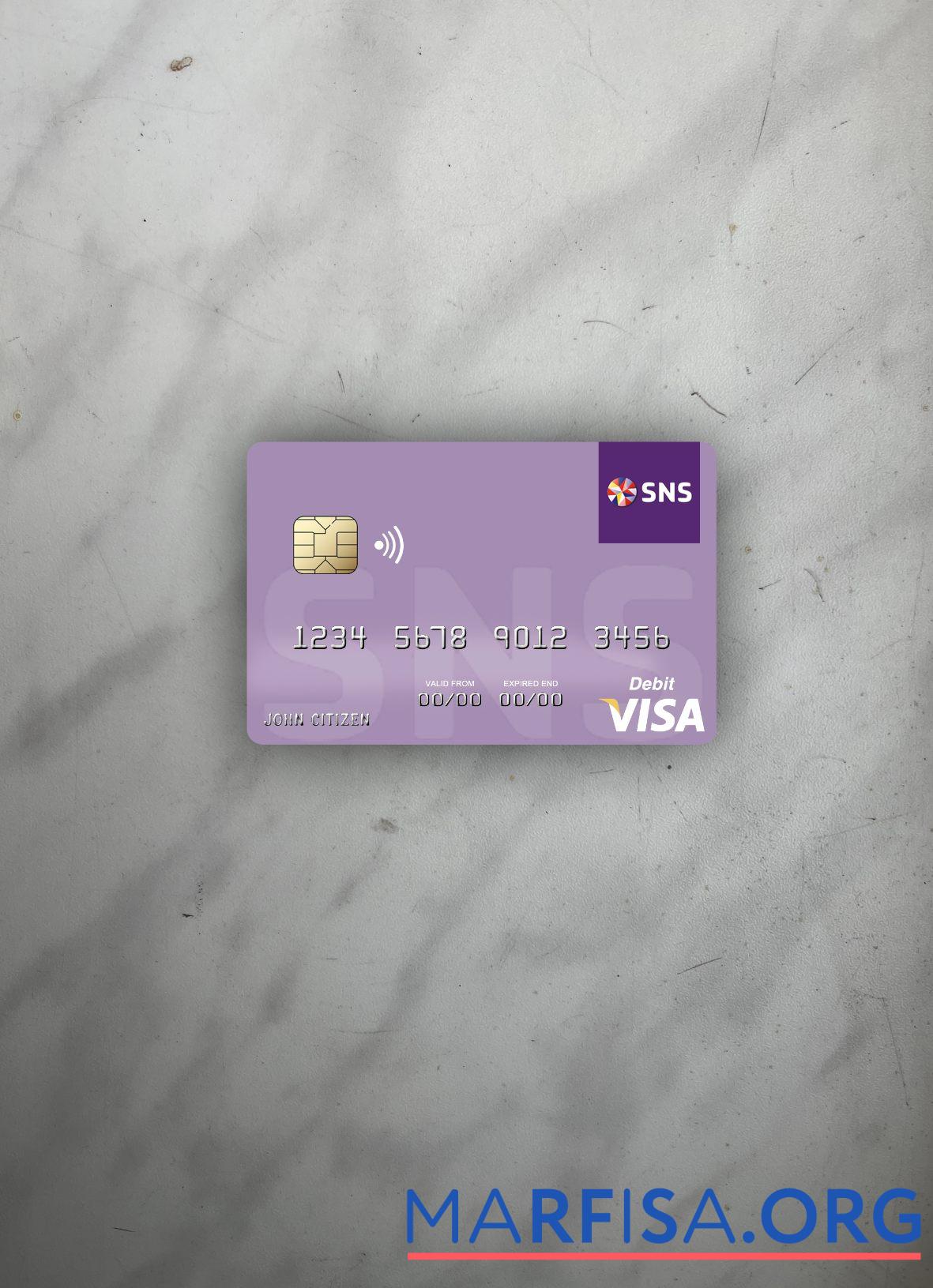 Printable Netherlands SNS Bank visa debit card photolook front example